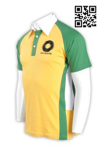 P524 馬球衫 欖球衫 欖球POLO 恤衫領 撞色胸筒 插肩牛角袖 美式足球POLO RUGBY POLO Polo恤製造商    黃色